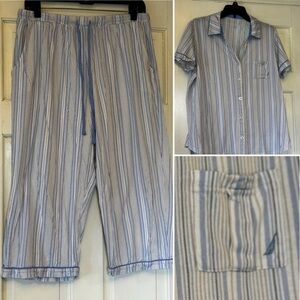Nautica Blue and White Striped Short Sleeve Pajama Set